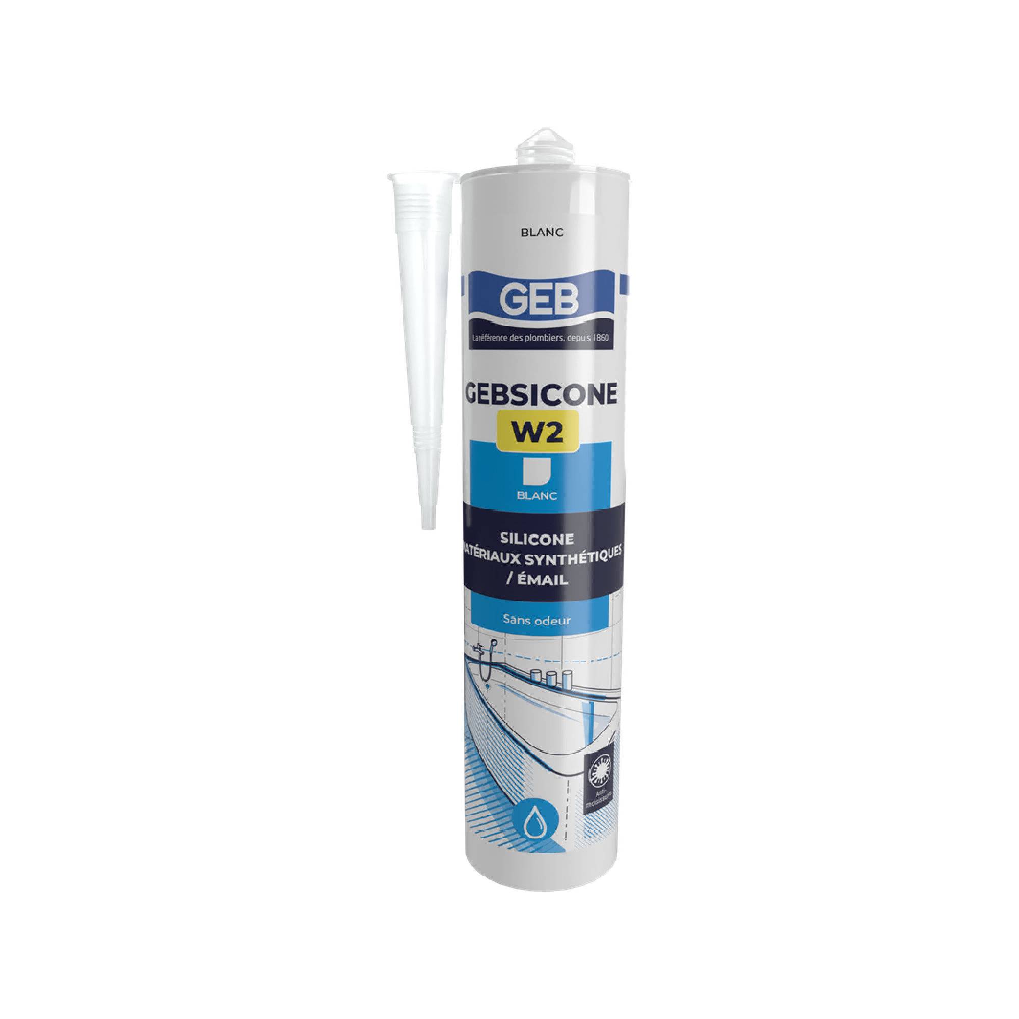Mastic silicone GEBSICONE W2 cartouche 310 ml blanc-0