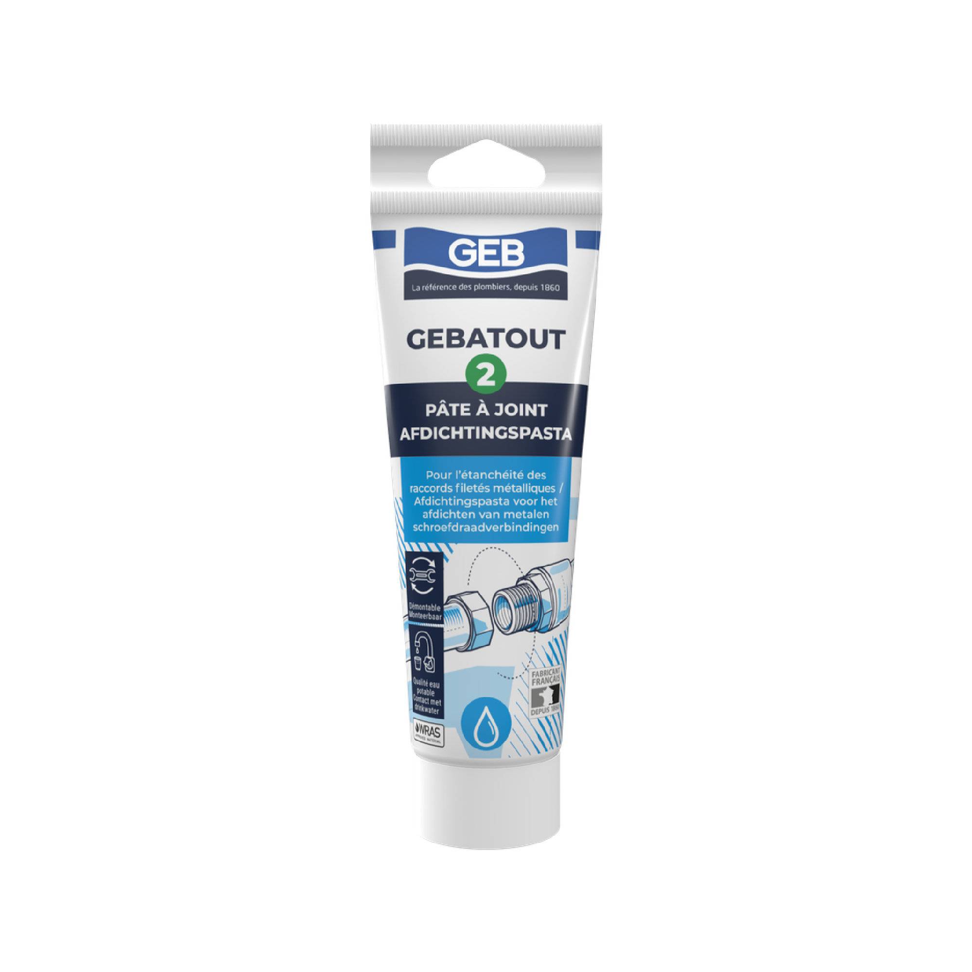 Pate à joint verte plomberie chauffage GEBATOUT 2 - Tube 125ml-0
