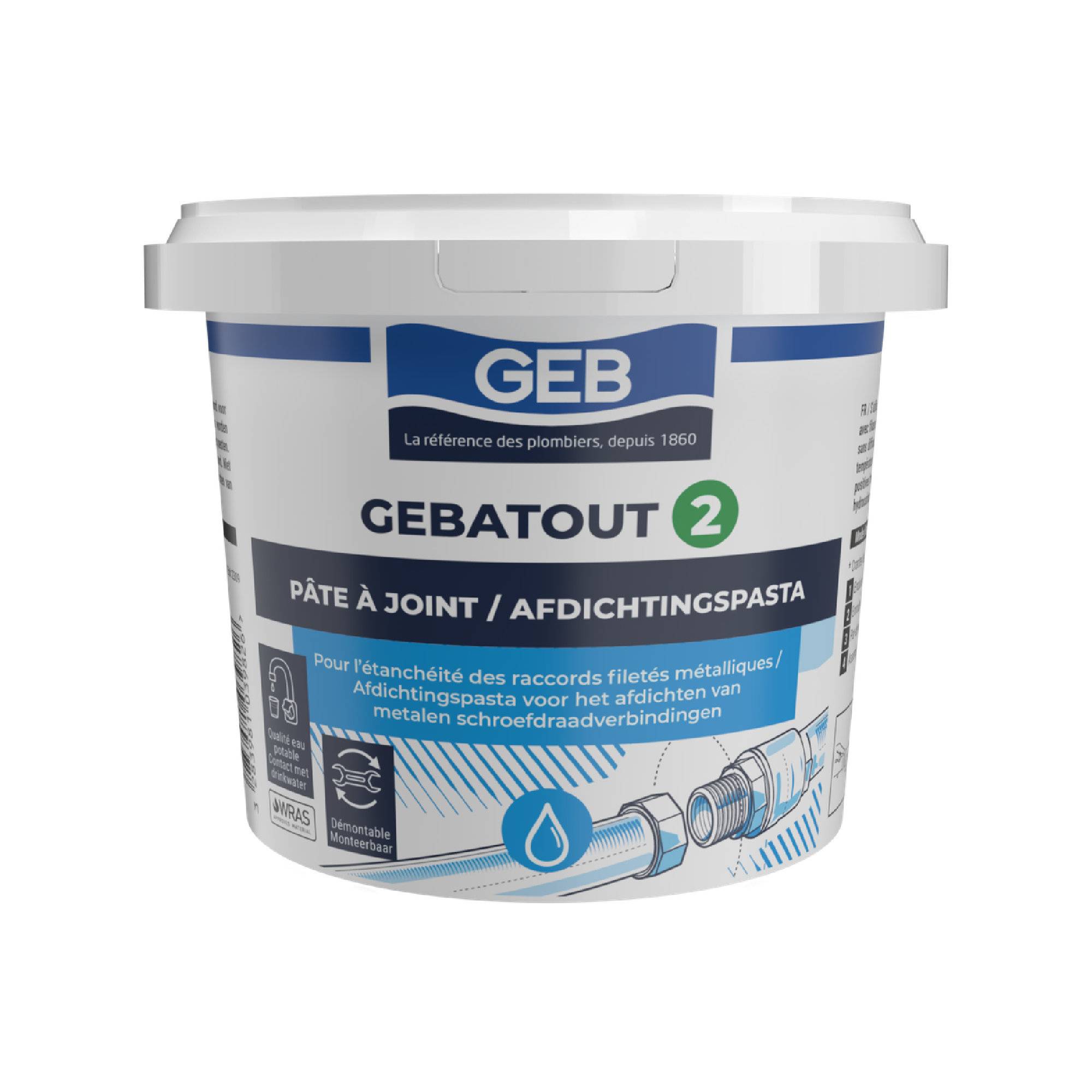 Pate à joint verte pour raccords filetés métallique GEBATOUT 2 - Pôt 500g-0