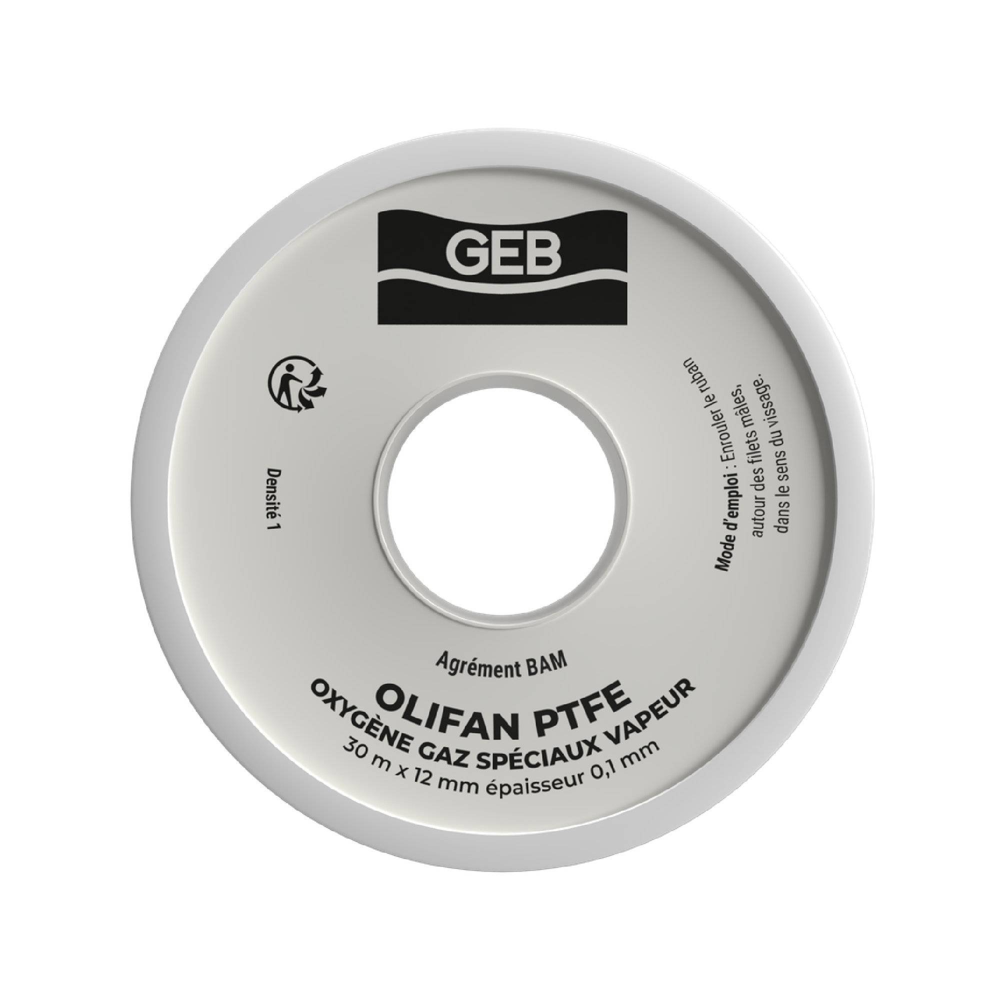Rouleau TEFLON PTFE Oxygène, vapeur 12mmx30m-épaisseur 0,1mm-0
