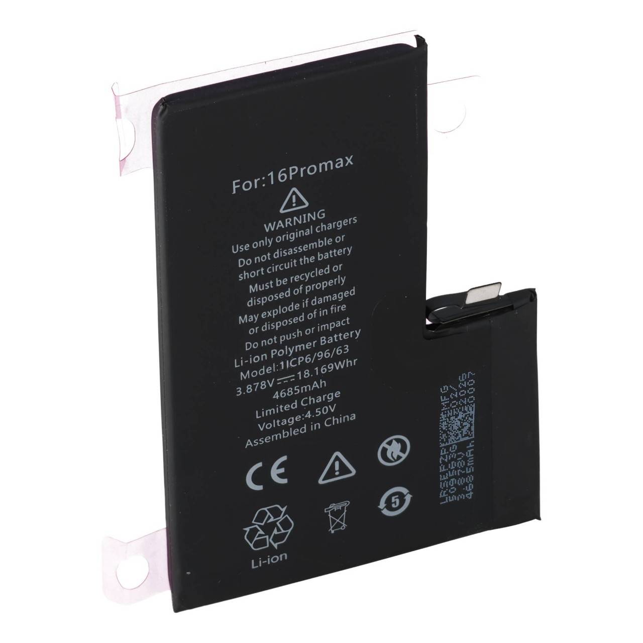 Batterie compatible avec l'iPhone 16 Pro Max d'Apple, Li-Polymère 3,87 V 4 685 mAh 18,16 Wh-0