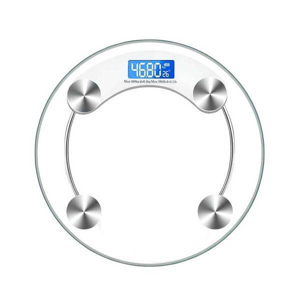 Balance Électronique En Verre Trempé 180 Kg Forme Rond Avec Écran LCD