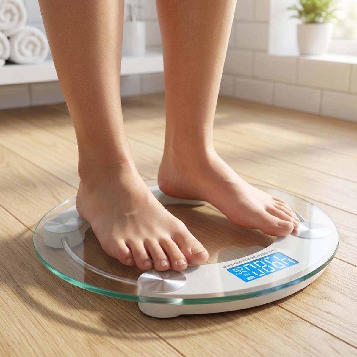 Balance Électronique En Verre Trempé 180 Kg Forme Rond Avec Écran LCD-2