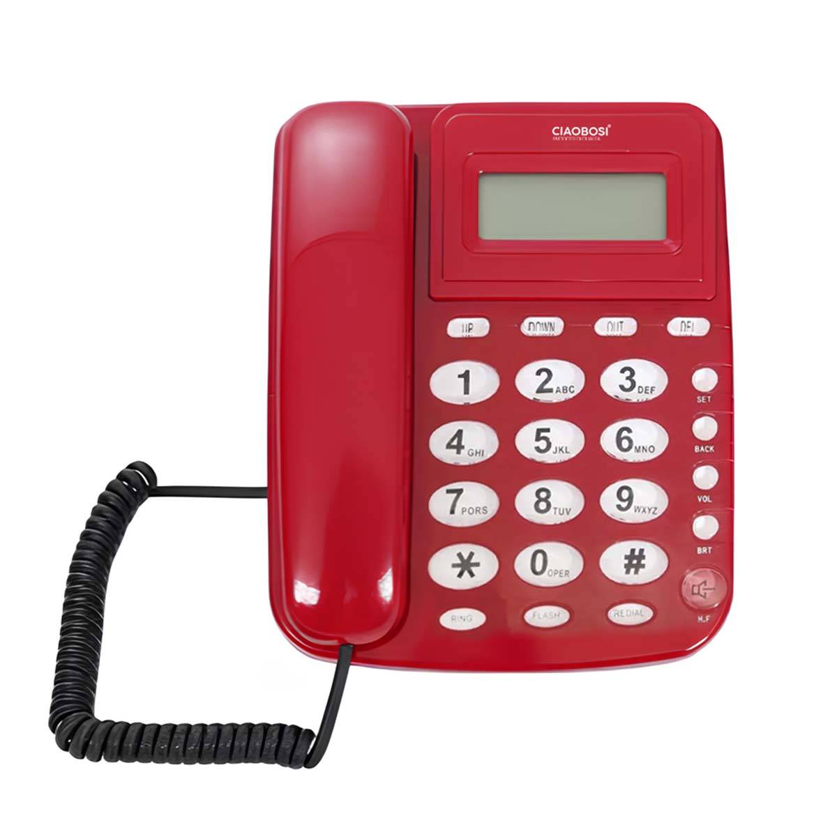 Téléphone Fixe Filaire Multifonction avec Écran LCD / Redial / Alarme-0