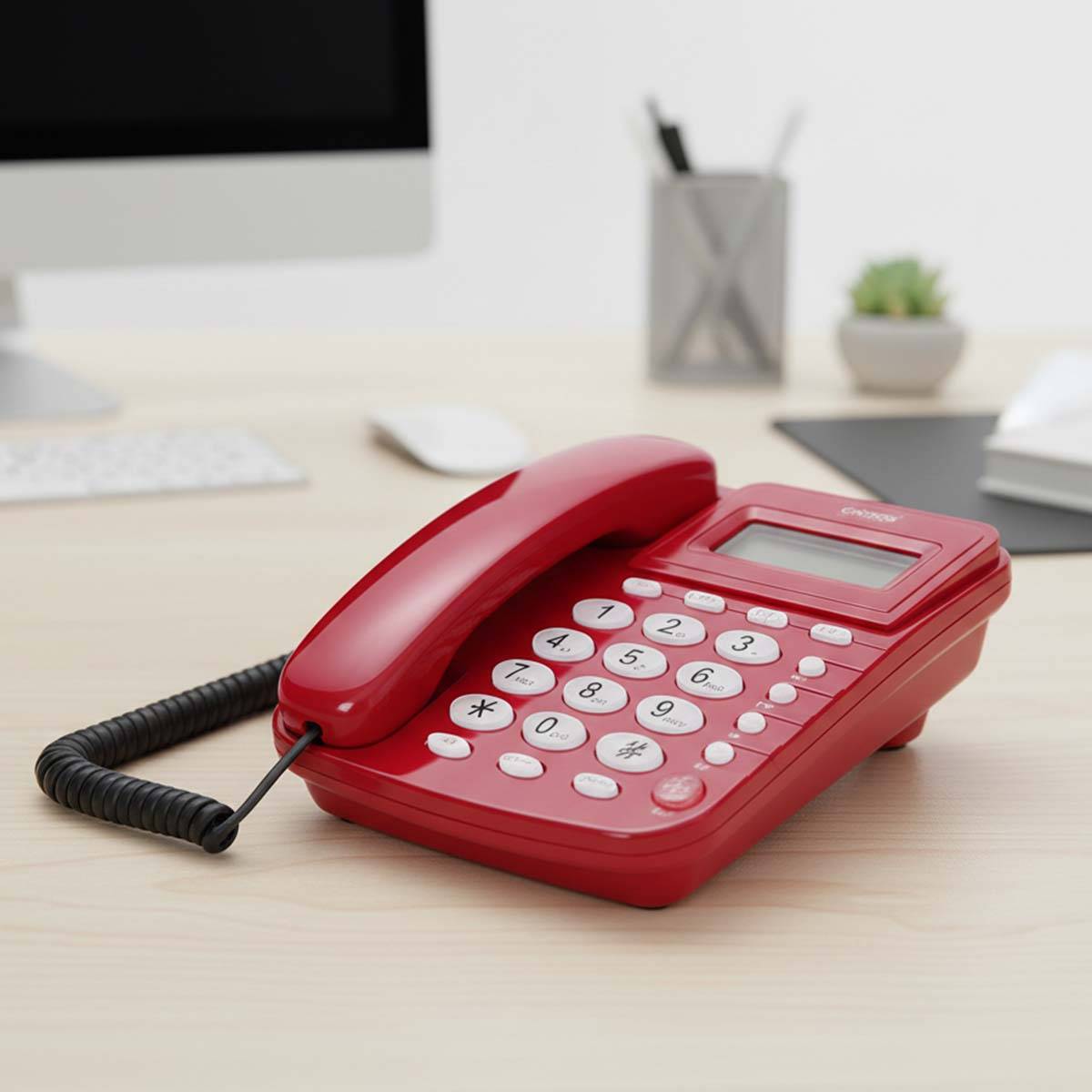 Téléphone Fixe Filaire Multifonction avec Écran LCD / Redial / Alarme-2