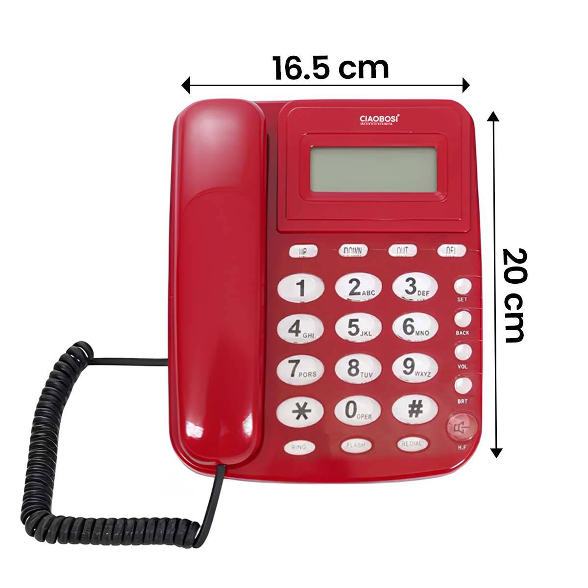 Téléphone Fixe Filaire Multifonction avec Écran LCD / Redial / Alarme-3