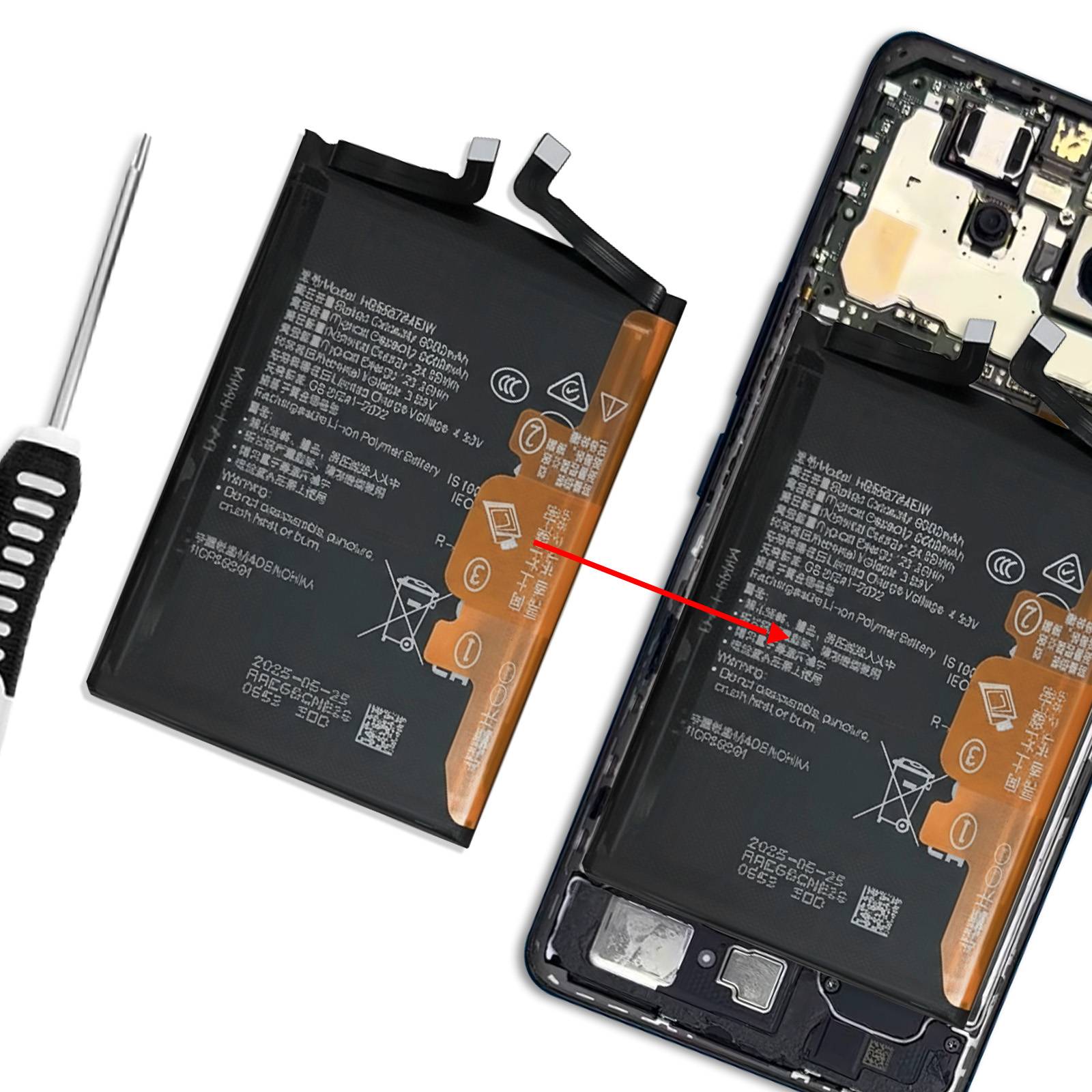 Batterie 6600mAh pour Honor Magic 7 Lite Compatible avec HB556794EIW-2