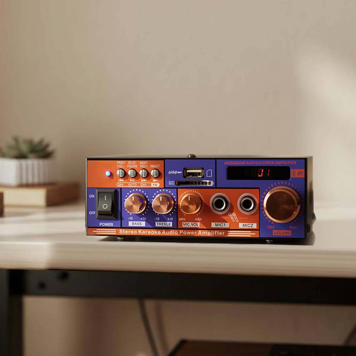 Amplificateur Audio Stéréo Multifonction Bluetooth USB SD FM-2