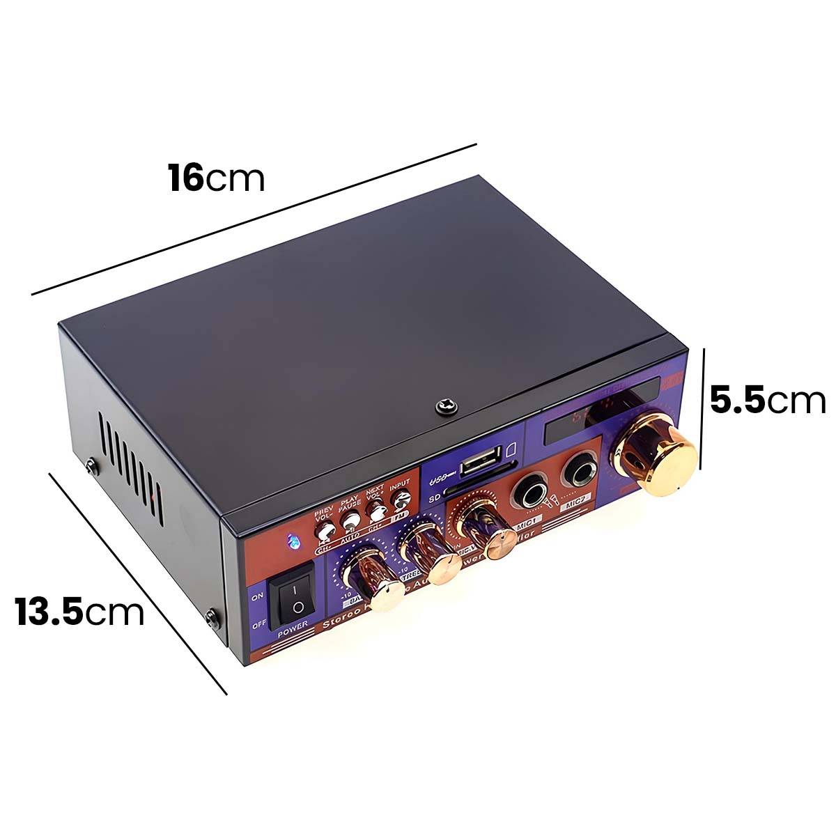 Amplificateur Audio Stéréo Multifonction Bluetooth USB SD FM-3