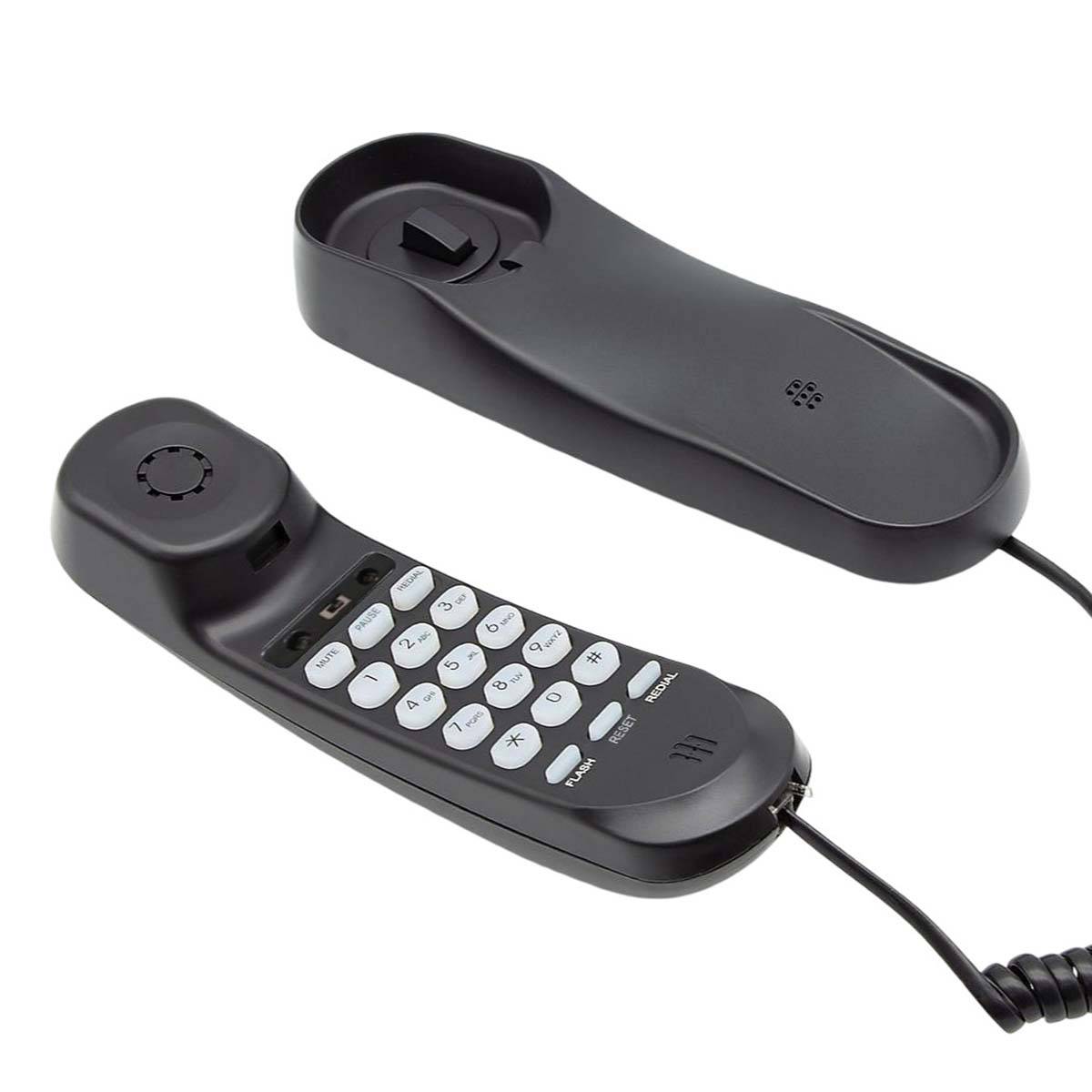 Téléphone Fixe Filaire Compact Noir - Fonction Bis et Compatible Box Internet-1