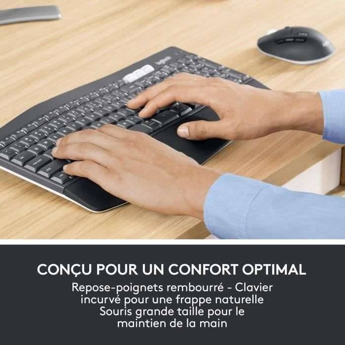 Logitech 920-008222, Taille réelle (100 %), Sans fil, RF sans fil + Bluetooth, AZERTY, Noir, Souris incluse-2