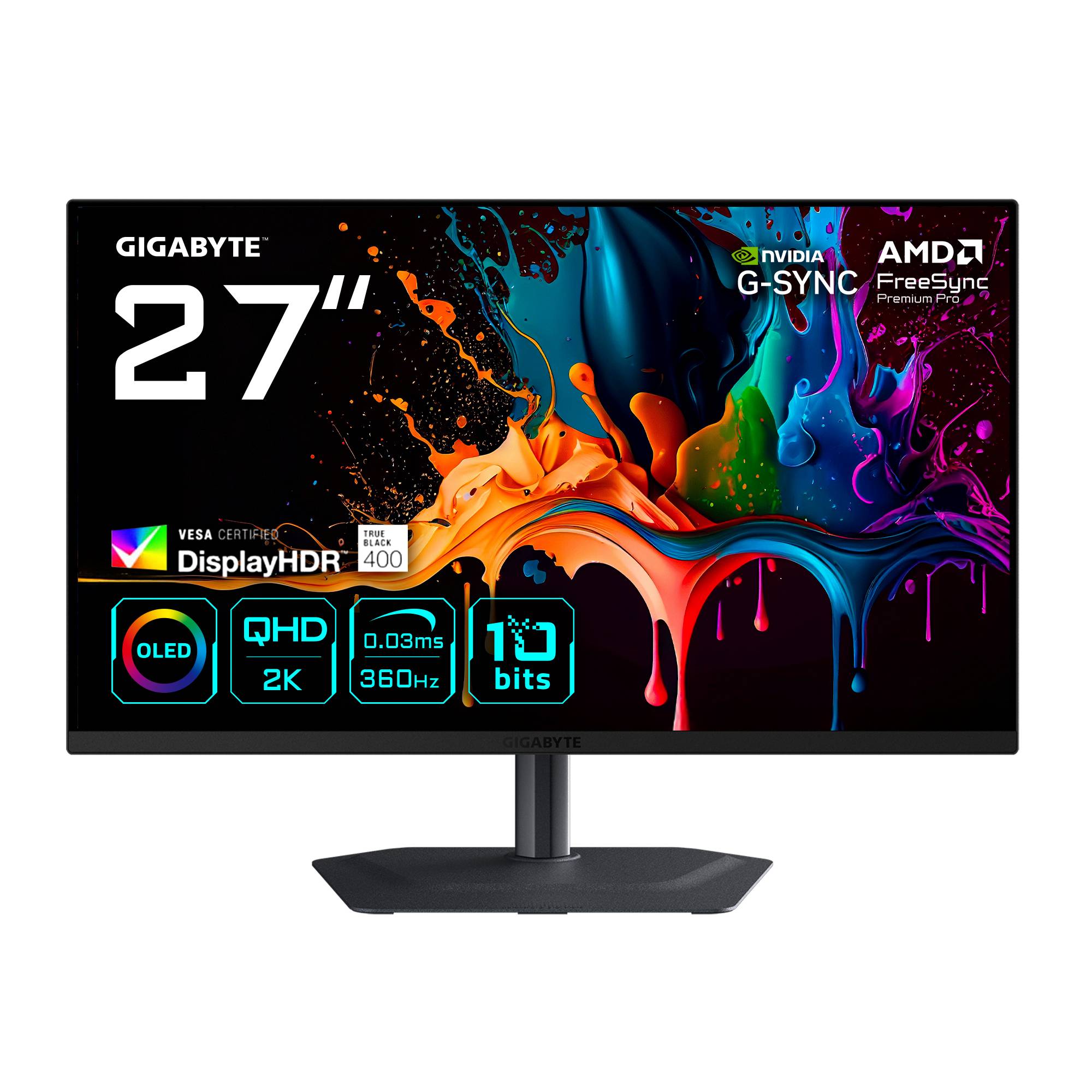 GIGABYTE MO27Q3 Moniteur Gaming OLED 27” QHD - 2560 x 1440, 360Hz, 0.03ms, 250 cd/m², G-Sync Compatible, FreeSync Premiu-3