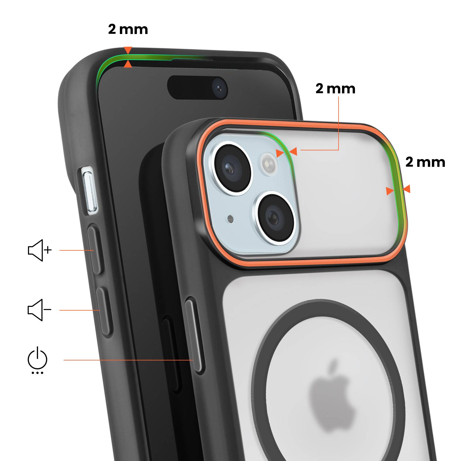 Coque MagSafe pour iPhone 15 Dos Fumé avec Cadre en Silicone Renforcée-3