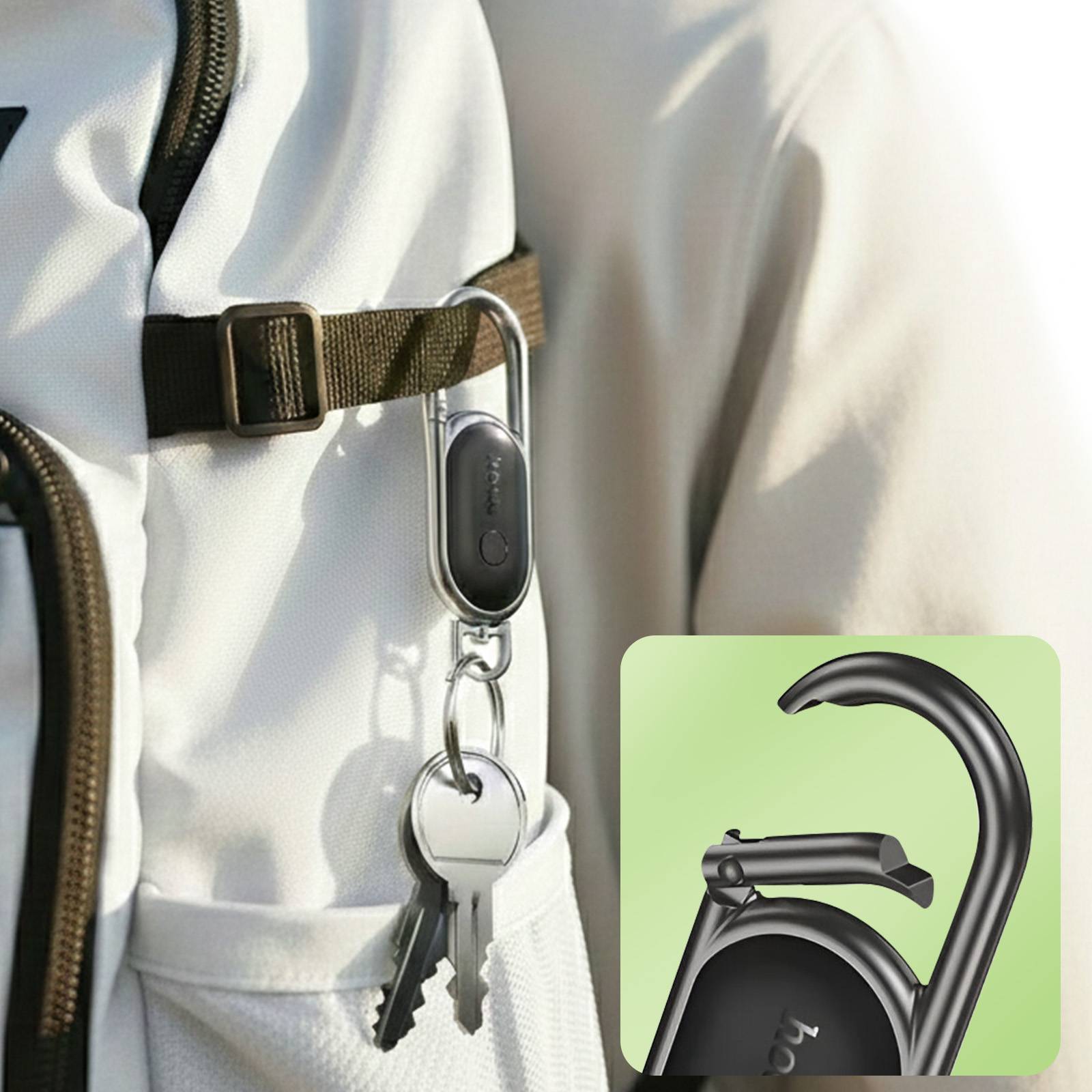 Tracker Bluetooth AirTag Compatible Apple Find My avec Fixation Mousqueton-3