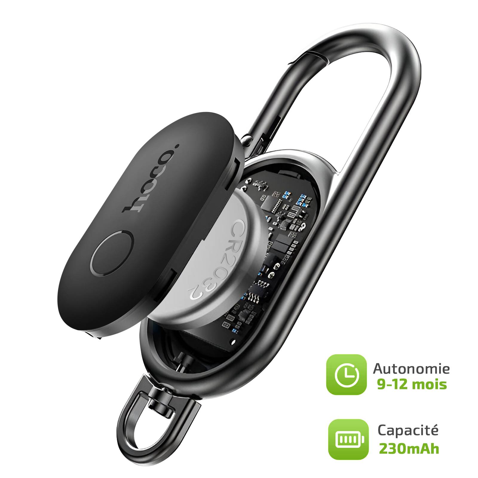 Tracker Bluetooth AirTag Compatible Apple Find My avec Fixation Mousqueton-4