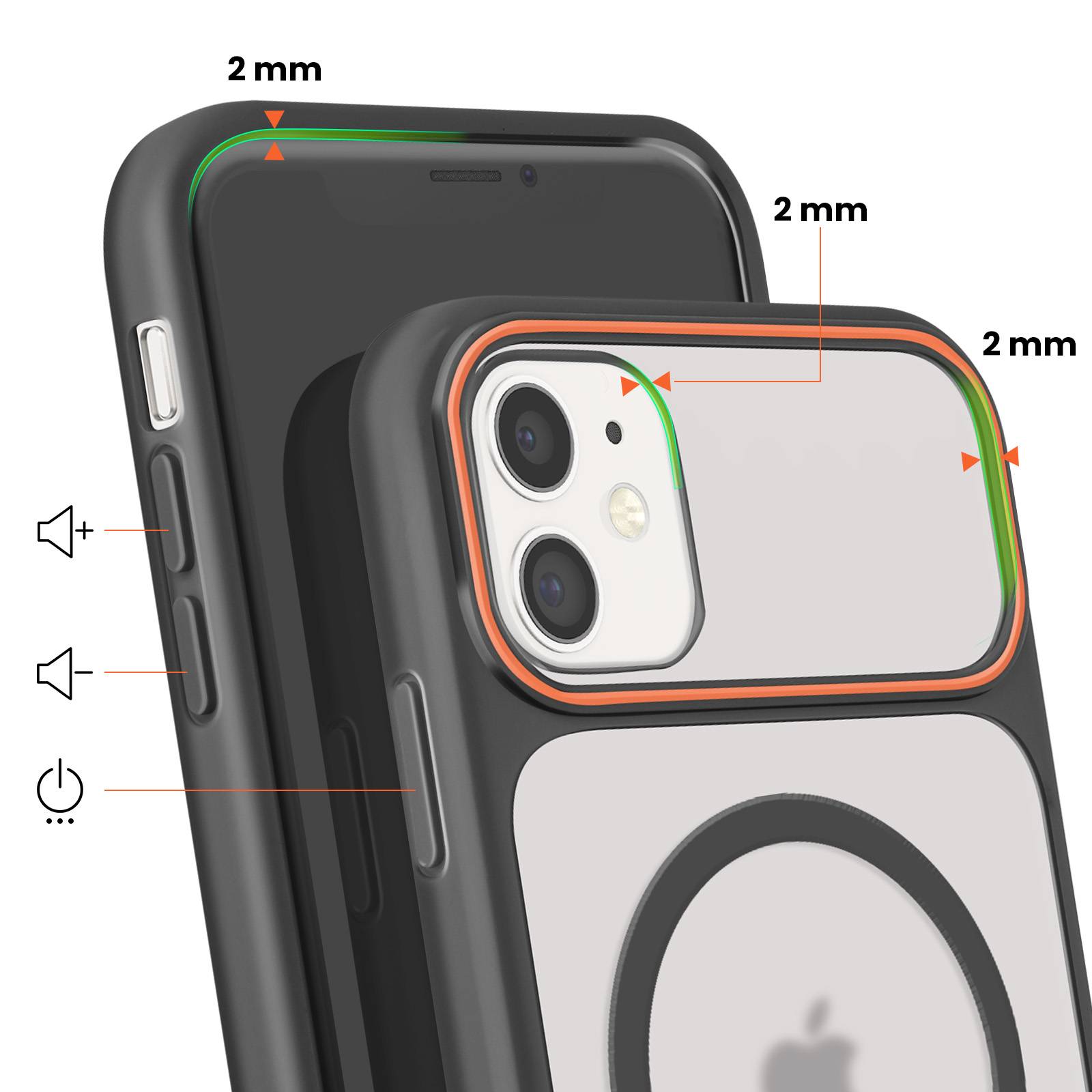Coque MagSafe pour iPhone 11 Dos Fumé avec Cadre en Silicone Renforcée-3