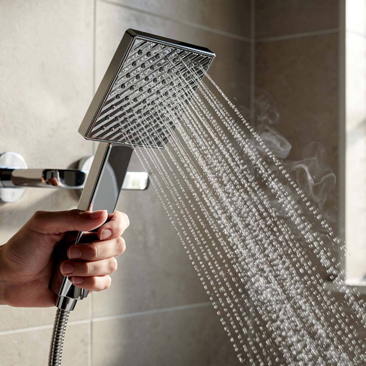 Pommeau de Douche Carré avec Poignée Jet Unique Anti Bouchage-2