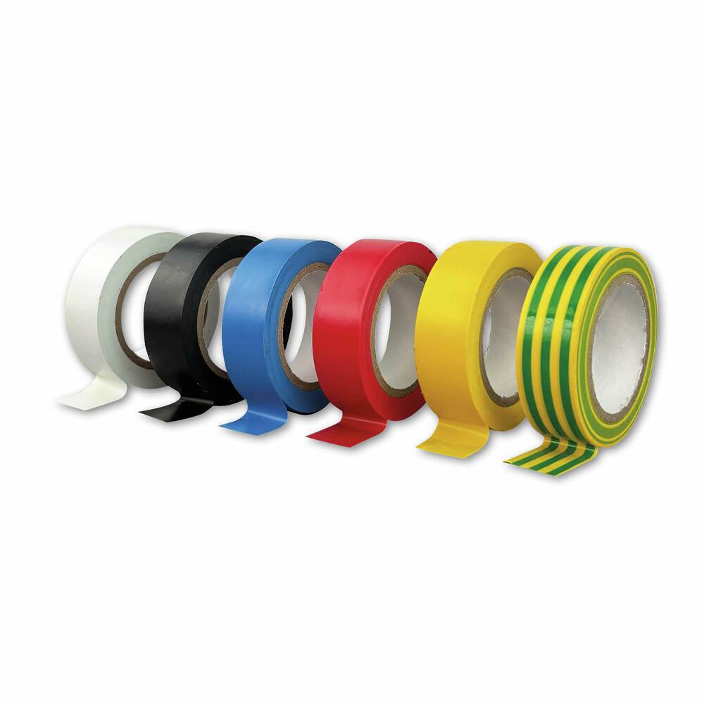 Lot de 6 rubans adhésifs PVC isolants multicouleurs, long. 10m - Tibelec-0