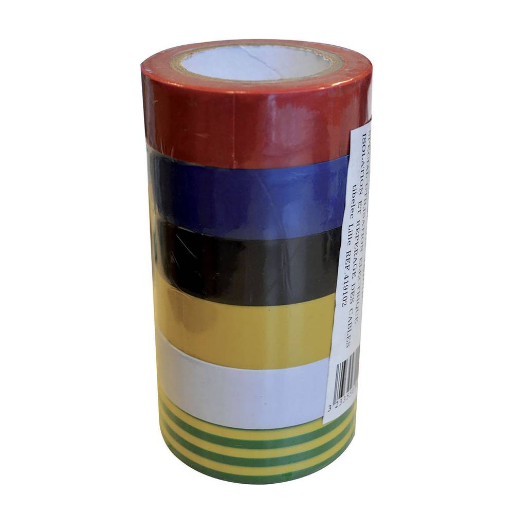 Lot de 6 rubans adhésifs PVC isolants multicouleurs, long. 10m - Tibelec-3