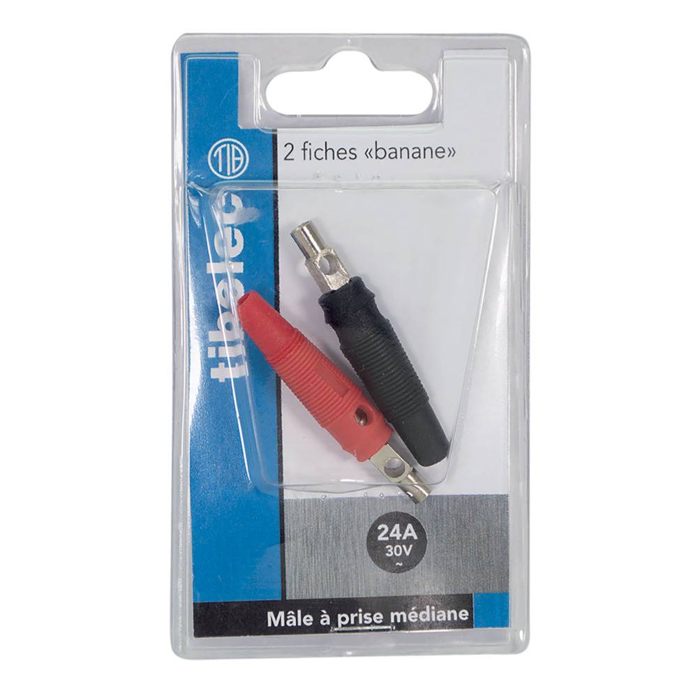 Lot de 2 fiches bananes isolées mâle - Tibelec-1