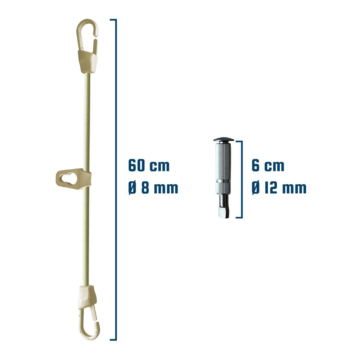 Pack 1 sandow piscine ivoire 8 mm Tecplast + 1 piton douille 12mm-2