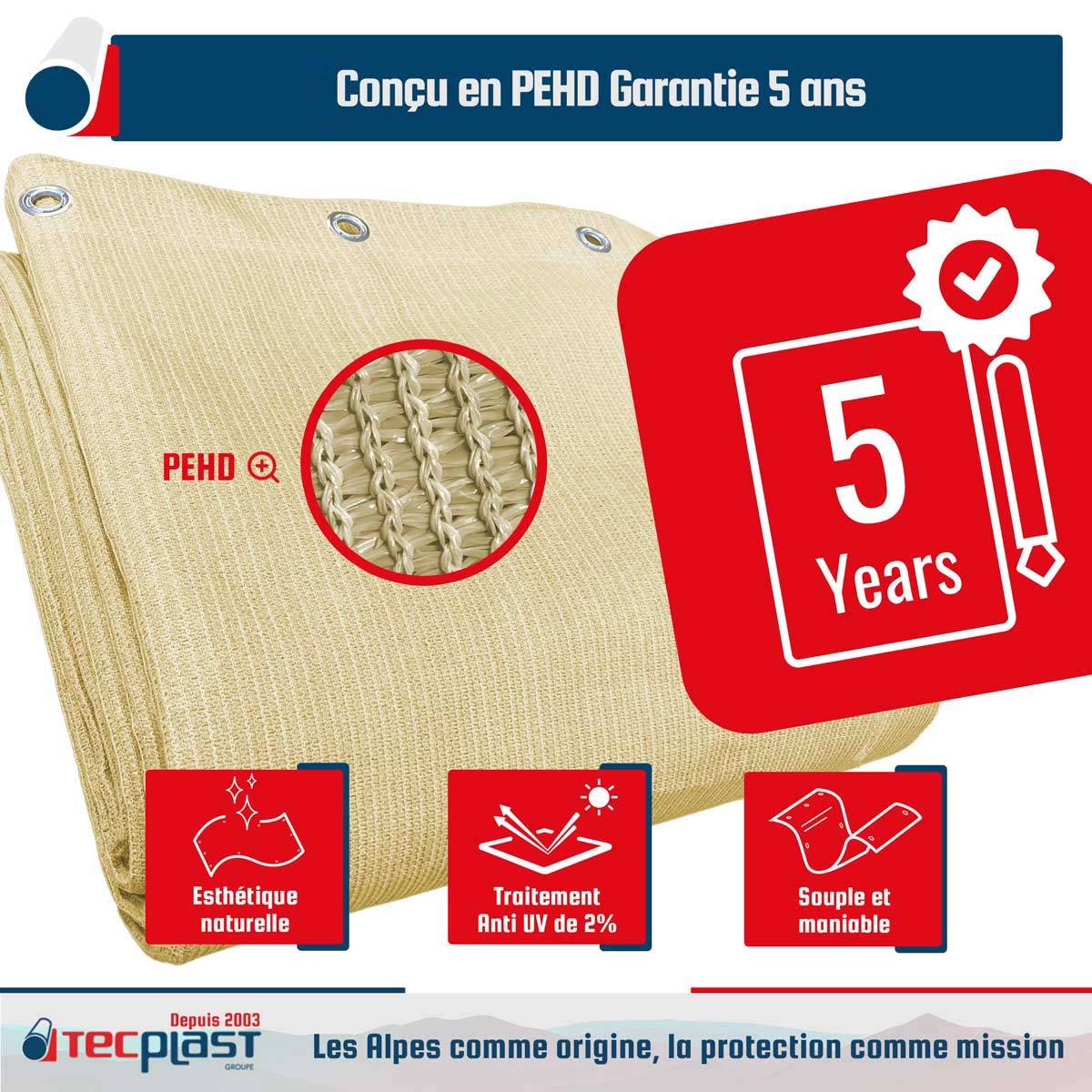 Filet pergola Tecplast fp320pr 3x4 m - beige sable - garantie 5 ans-1