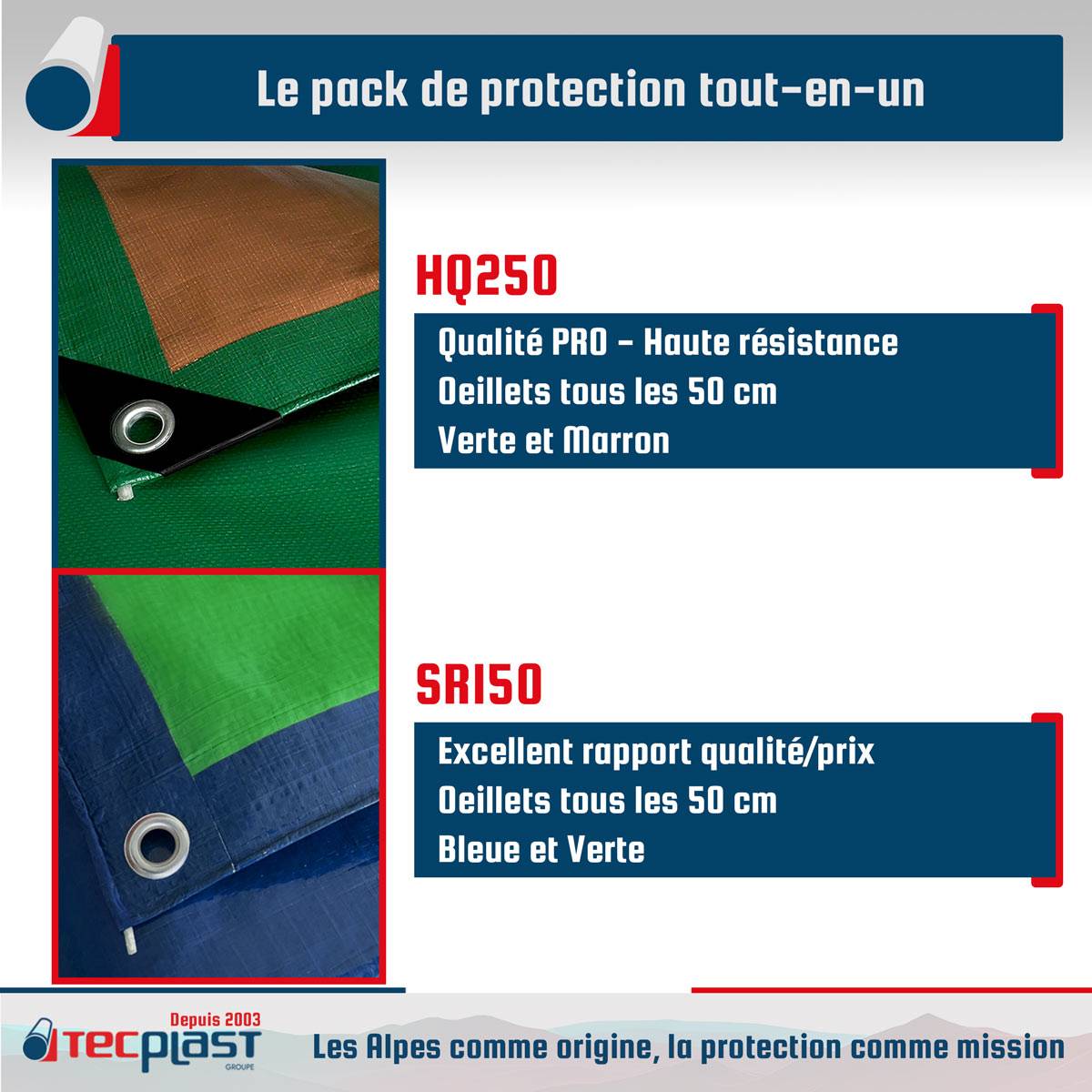 Pack 2 bâches agricoles Tecplast - 3x5m (x1) hq250ag + 4x5m (x1) sr150ag-4