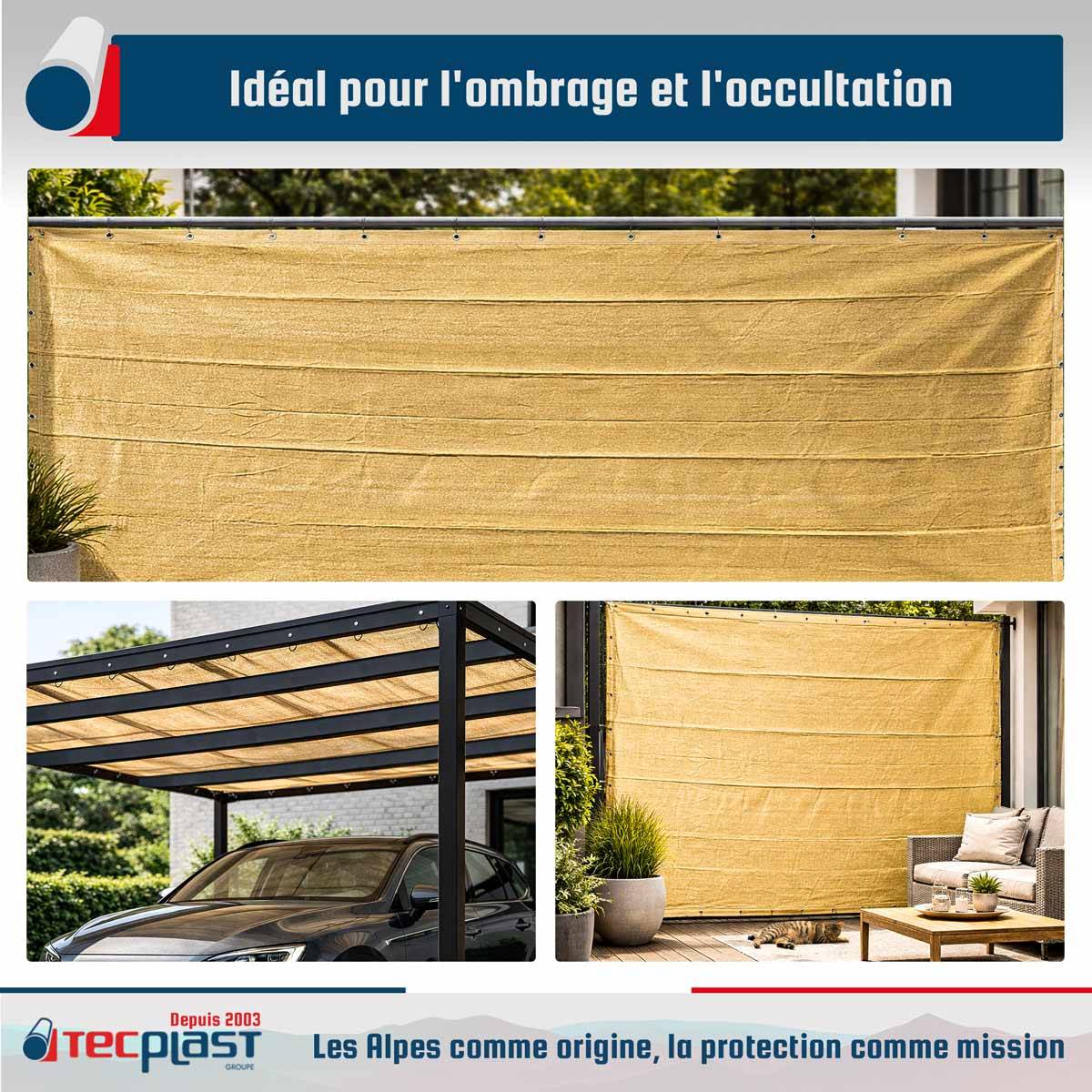 Filet brise vue Tecplast fp320bv 3x4 m - beige sable - garantie 5 ans-1