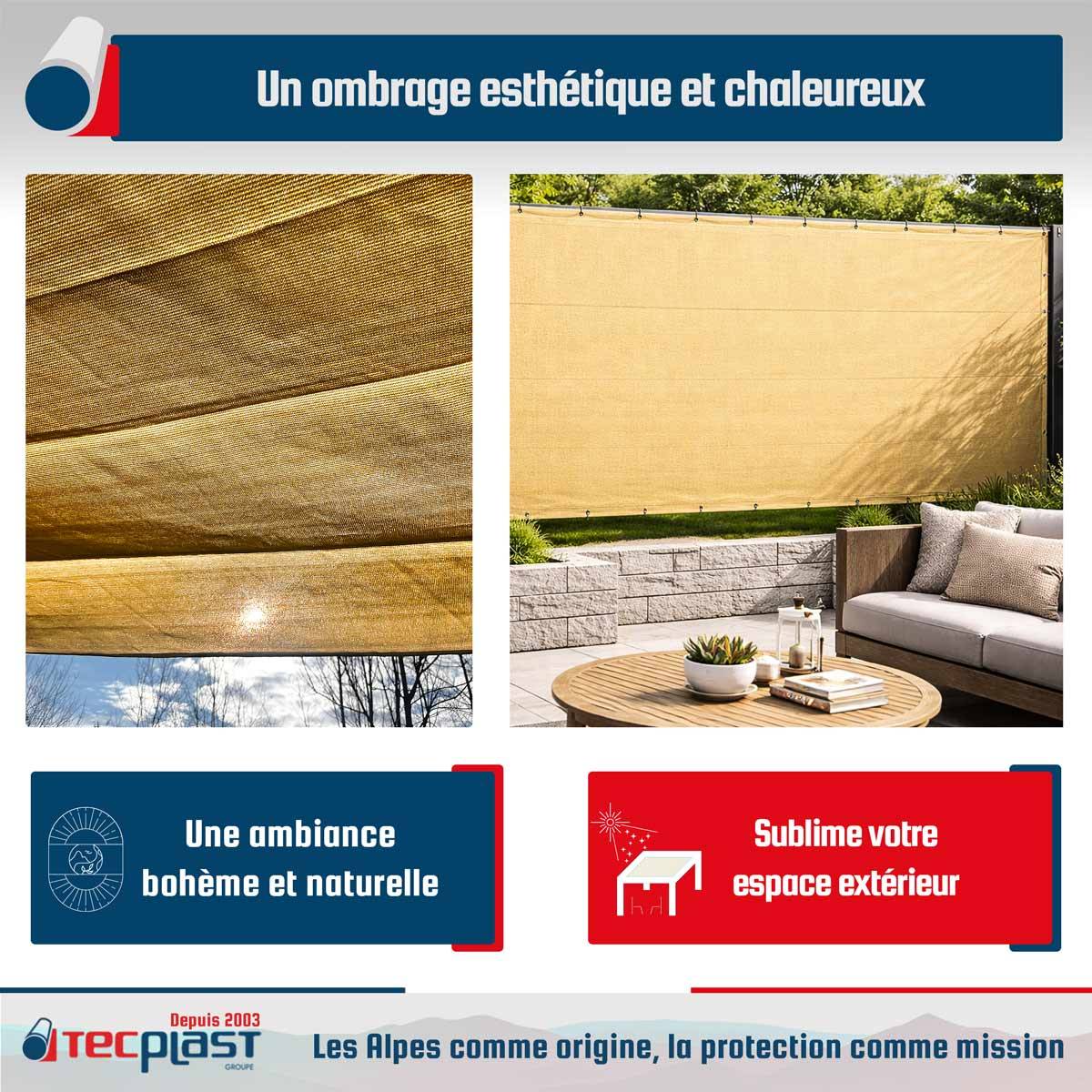 Filet brise vue Tecplast fp320bv 3x4 m - beige sable - garantie 5 ans-3