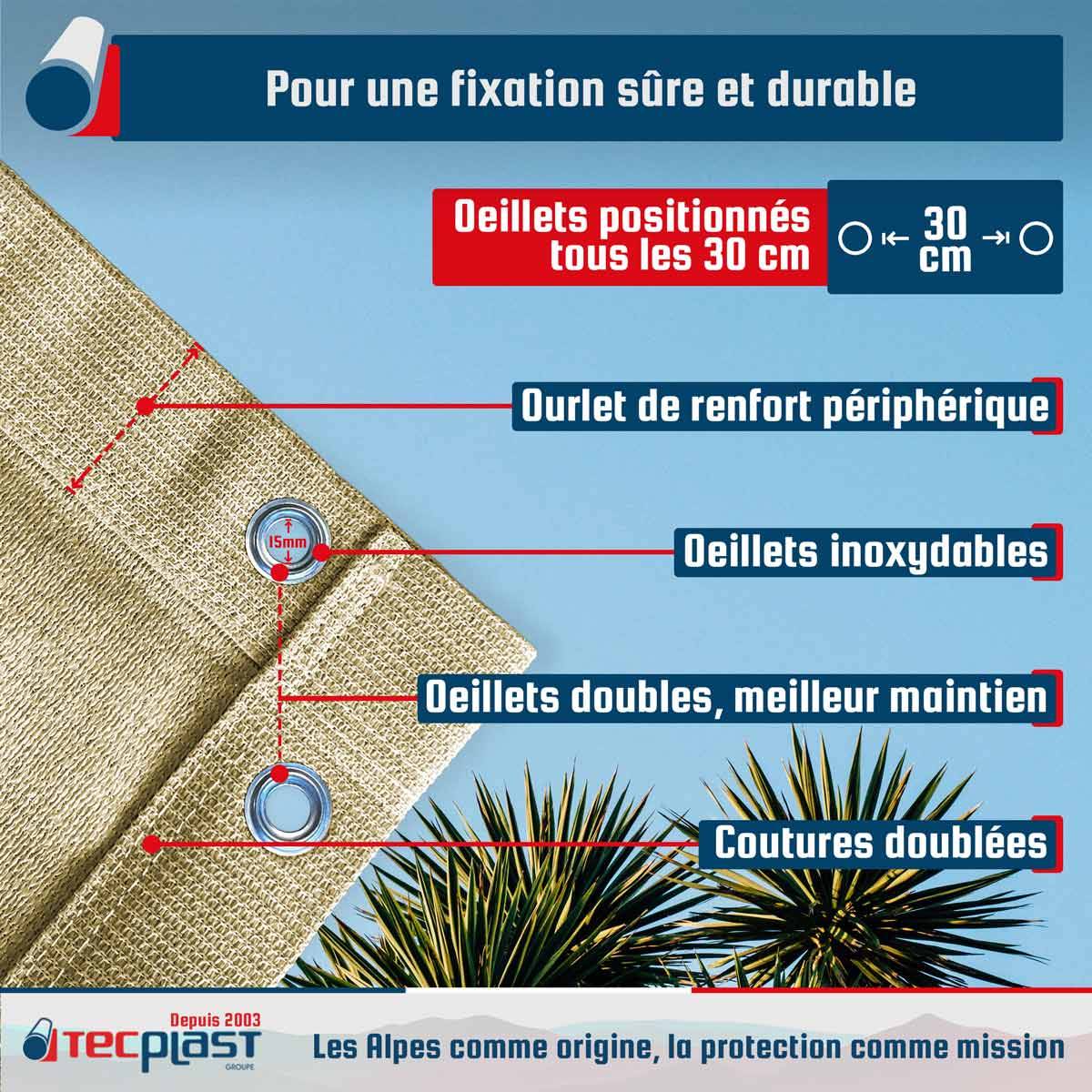 Filet brise vue Tecplast fp320bv 3x4 m - beige sable - garantie 5 ans-4