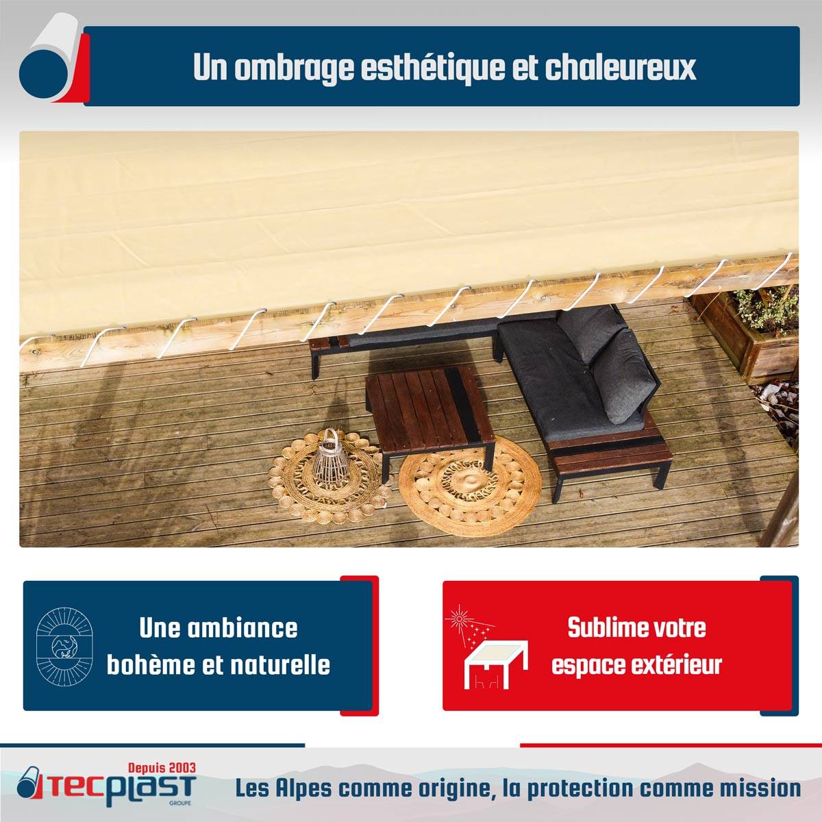 Filet pergola Tecplast fp320pr 3x4 m - beige sable - garantie 5 ans-4