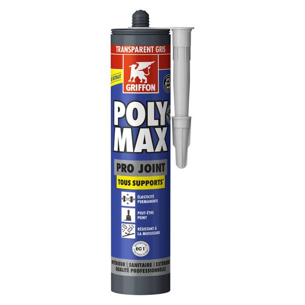 GRIFFON Mastic d'étanchéité Premium POLYMAX pro transparent gris