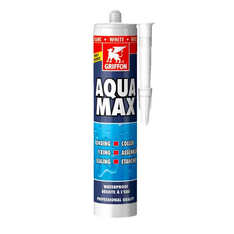 Mastic/Colle AQUA MAX résistant à l'eau blanc cartouche 425g-0