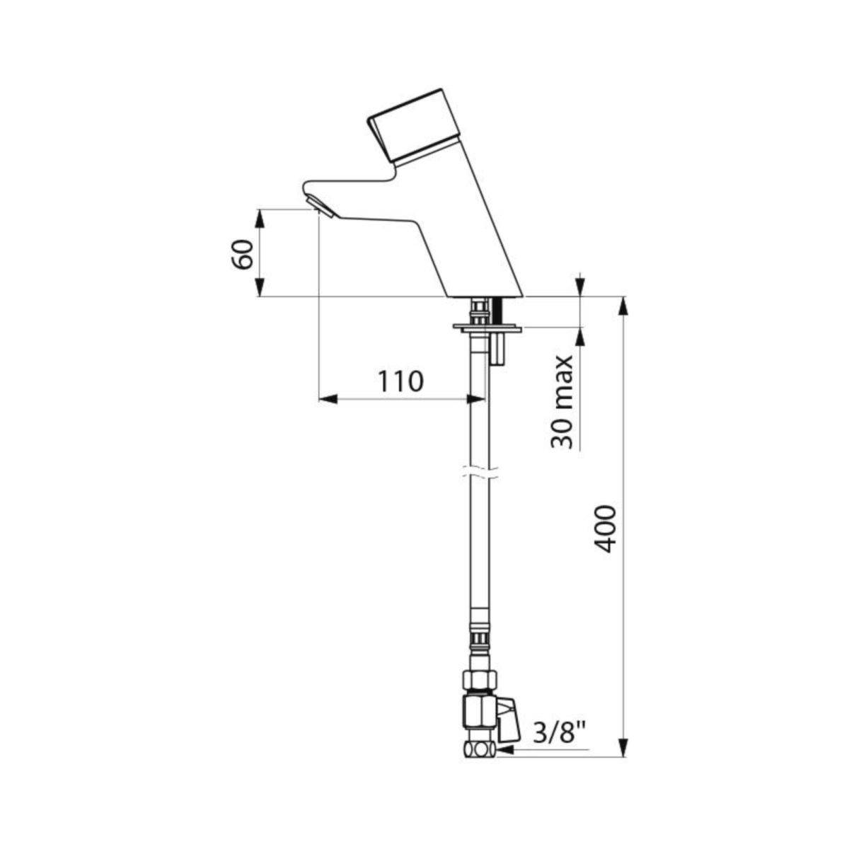 Mitigeur de lavabo temporisé TEMPOMIX avec robinets d'arrêt DELABIE 795000-1