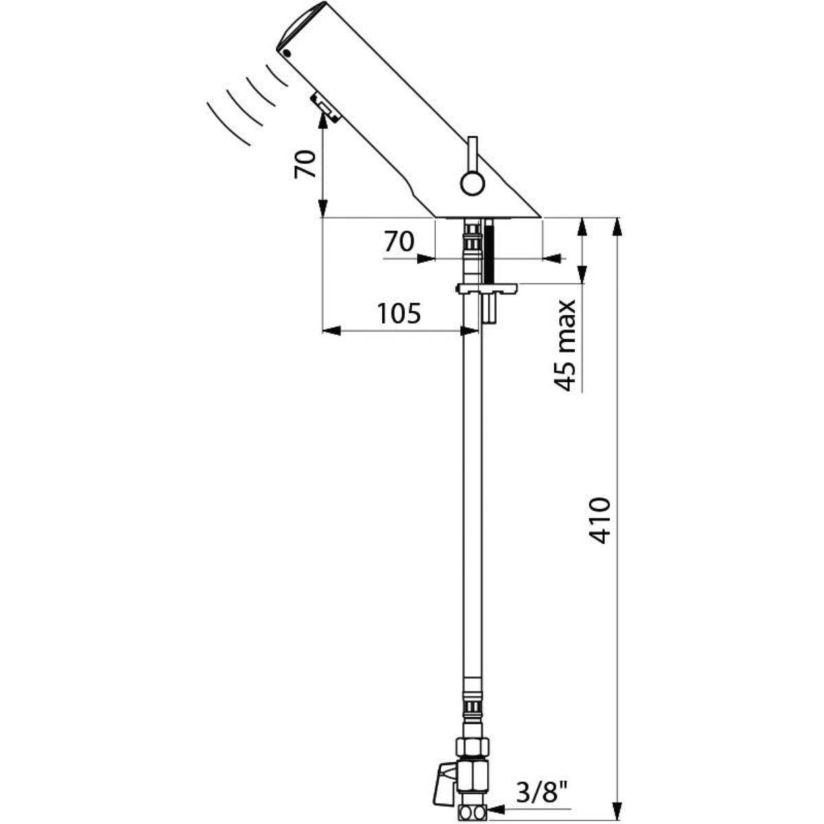 Mitigeur lavabo Tempomatic 4 mix avec vanne d'arrêt détection à pile 6v-2