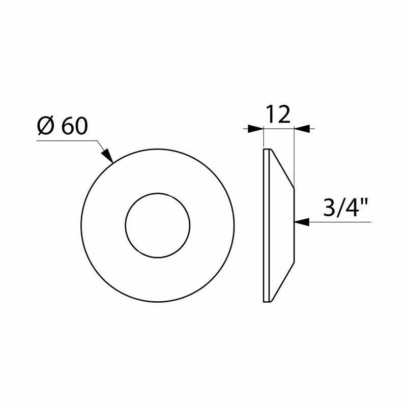 2 x Rosaces filetées F3/4" Ø60 H.12 DELABIE 824620.2P-1