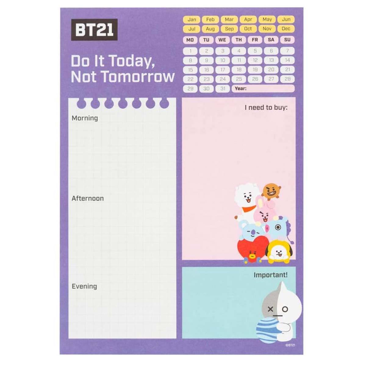 Agenda Journalier A5 design Personnages BT21 avec 54 feuilles détachables-1