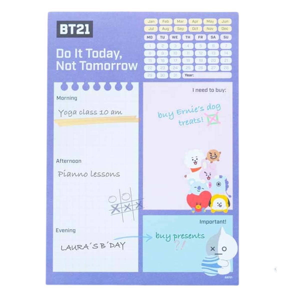 Agenda Journalier A5 design Personnages BT21 avec 54 feuilles détachables-2