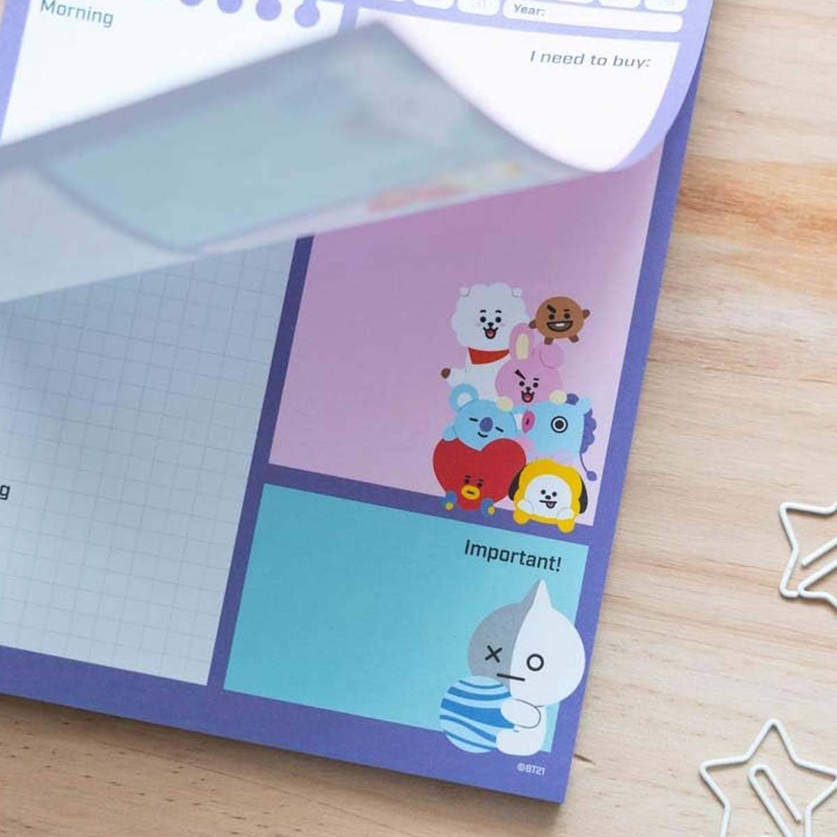 Agenda Journalier A5 design Personnages BT21 avec 54 feuilles détachables-3