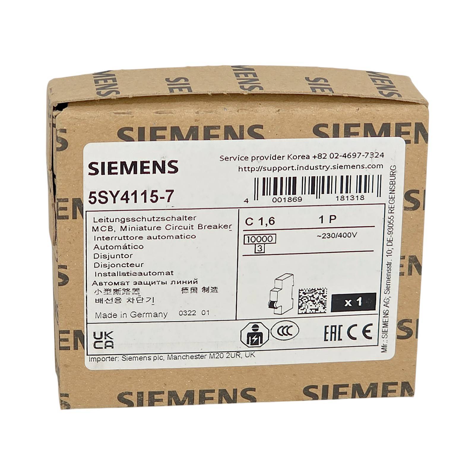 Siemens 5SY41157 5SY4115-7 Disjoncteur 1.6 A-0