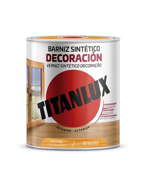 Vernis Synthétique Marron Brillant Titanlux Protection Et Finition Brillante Pour Bois - Titan