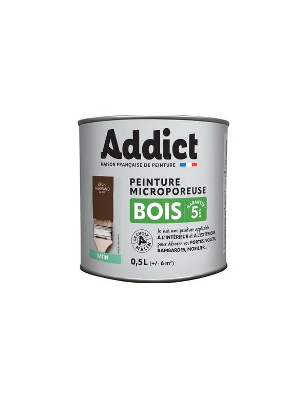Peinture Bois Addict Brun 0.5l Protection Et Décoration Du Bois Longue Durée - Addict