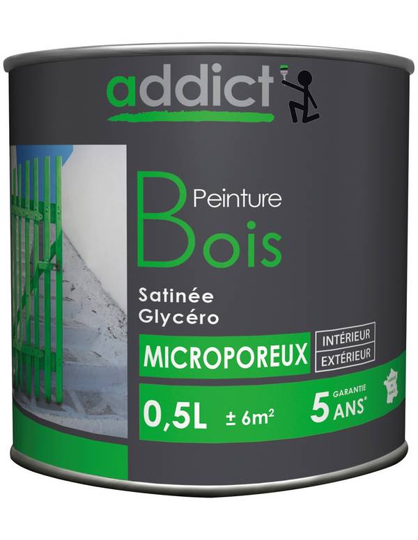Peinture Bois Noire Addict 0.5l Finition Mate Et Protection Durable Pour Bois Int/ext. - Addict