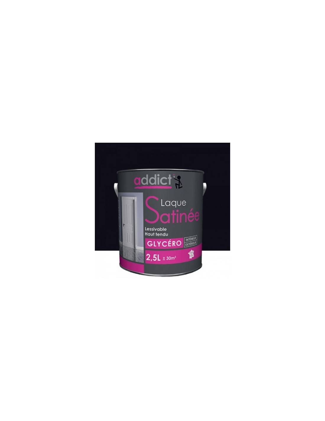 Peinture Laque Glycéro Satin 2.5 Litres Noir - Addict-1