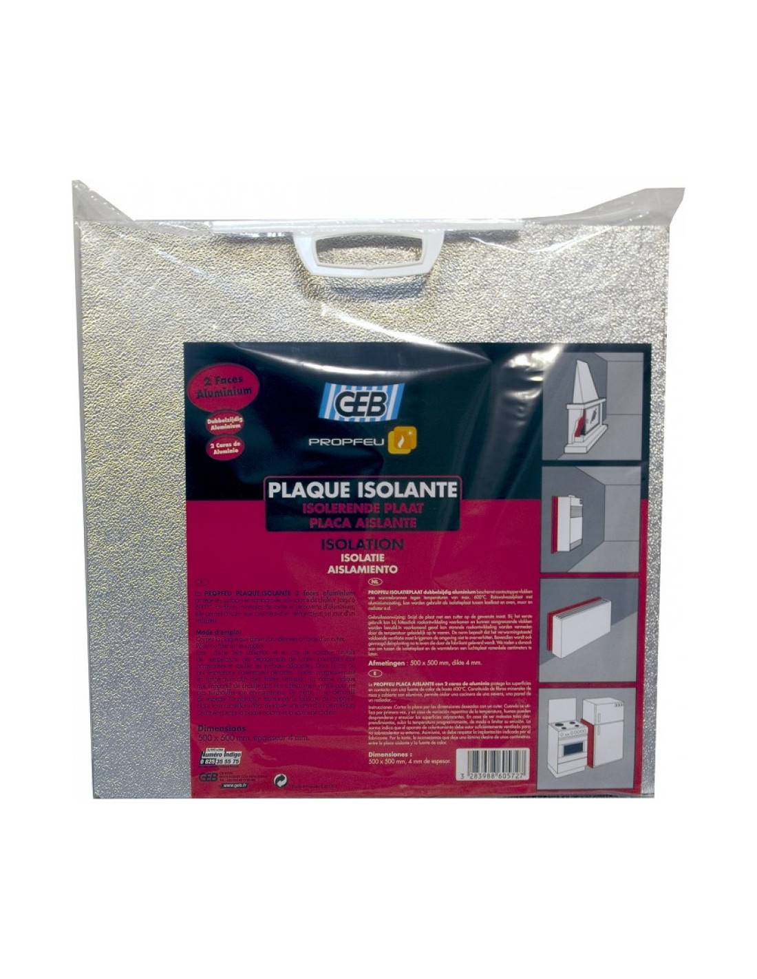 Plaque Isolante Alu 500x500 4mm - Geb Feu-0