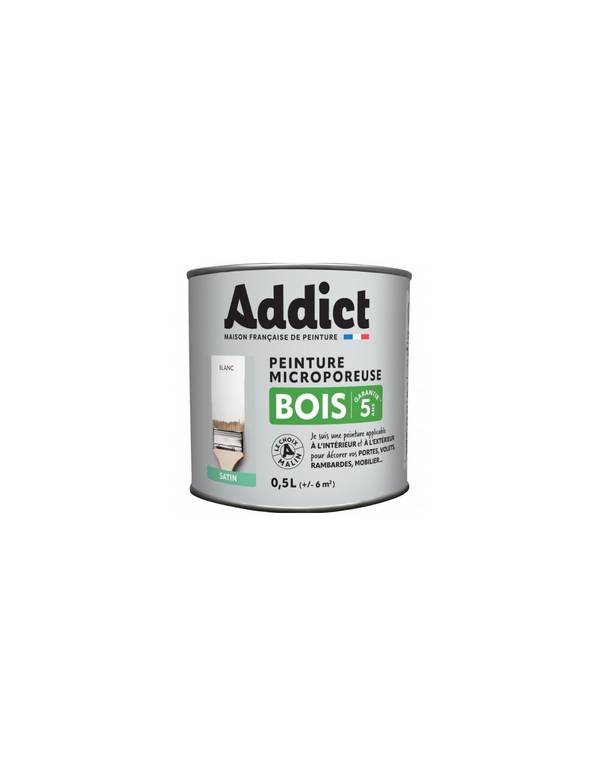 Peinture Bois Addict Blanc 0.5l Peinture Bois Intérieure & Extérieure, Haute Couvrance - Addict