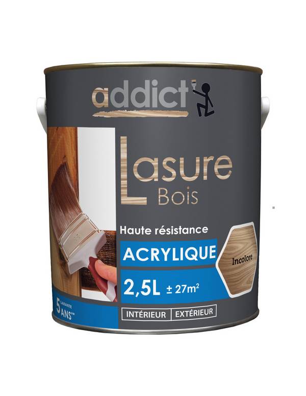 Lasure Bois Acrylique 2.5 Litres Incolore - Addict
