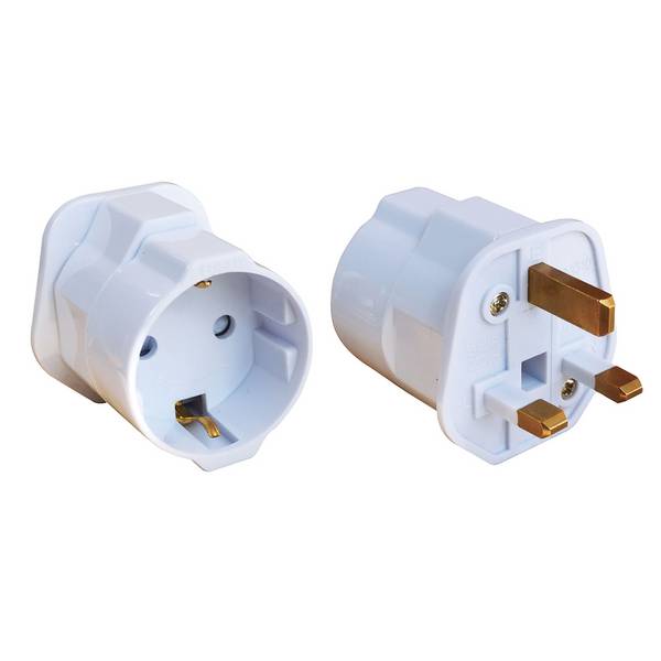Adaptateur de voyage prise Anglaise vers prise France/Allemagne, 250V - Tibelec
