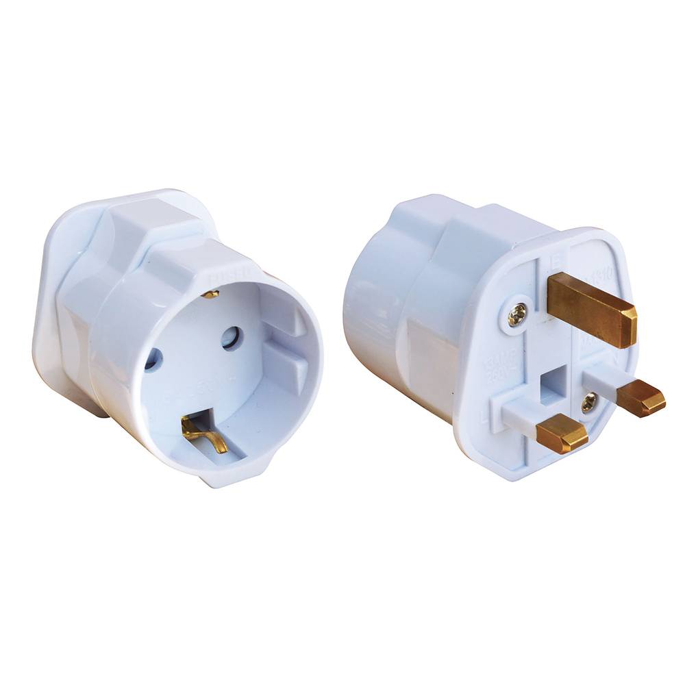 Adaptateur de voyage prise Anglaise vers prise France/Allemagne, 250V - Tibelec-0