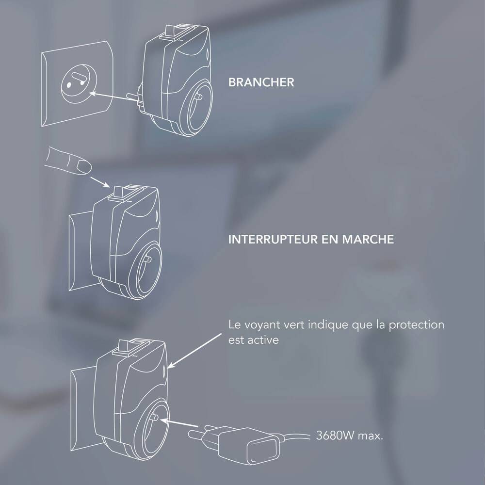 Prise parasurtenseur et parafoudre, voyant de fonctionnement, 16A, 3680W max - Tibelec-1